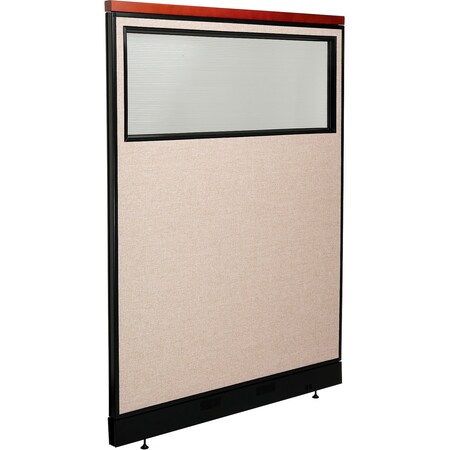 Interion By Global Industrial Interion Deluxe Office Partition Panel w/Partial Window & Raceway 48-1/4inW x 65-1/2inH Tan 694700WNTN
